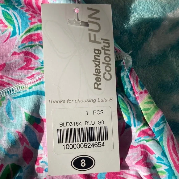 Lulu-B Colorful Paisley Mini Skort Pink and Green - Picture 3 of 7